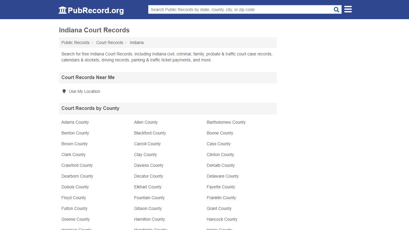 Free Indiana Court Records - PubRecord.org